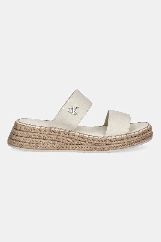 Pantofle Calvin Klein Jeans SPORTY ROPE MG LTH WEBBING YW0YW01704 béžová SS25