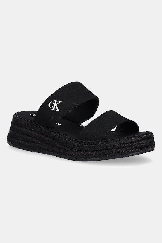 Calvin Klein Jeans klapki SPORTY ROPE MG LTH WEBBING pozostałe czarny YW0YW01704