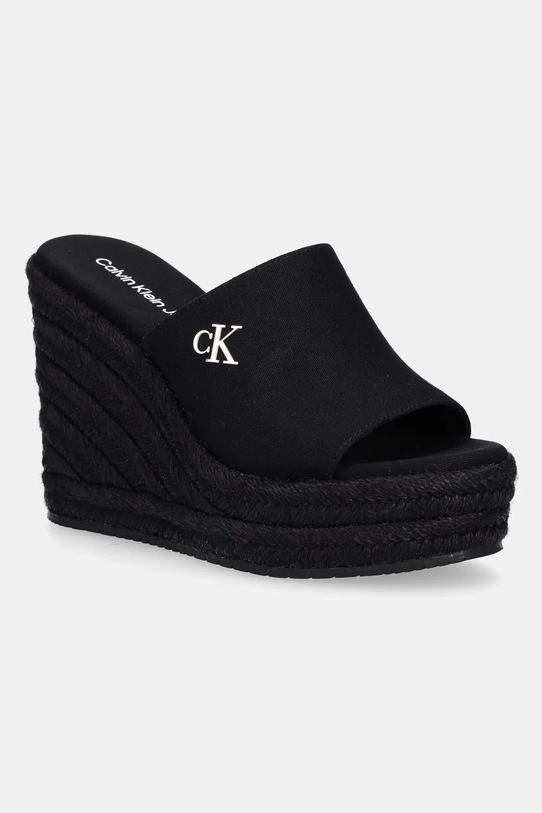 Παντόφλες Calvin Klein Jeans WEDGE ROPE SLIDE MG πλατφόρμα μαύρο YW0YW01699