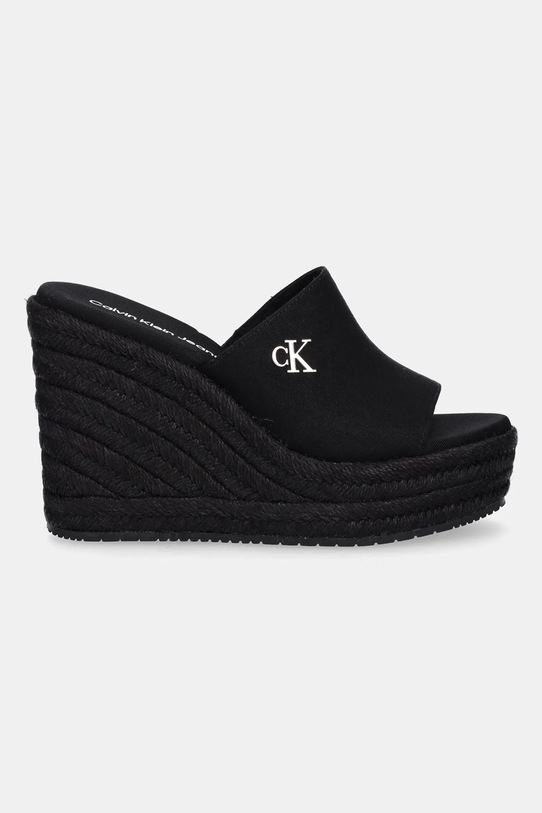 Calvin Klein Jeans klapki WEDGE ROPE SLIDE MG YW0YW01699 czarny SS25