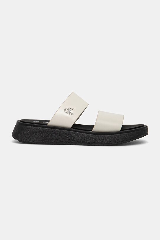 Calvin Klein Jeans klapki SANDAL SLIDE DOUBLE STRAP YW0YW01694 beżowy SS25