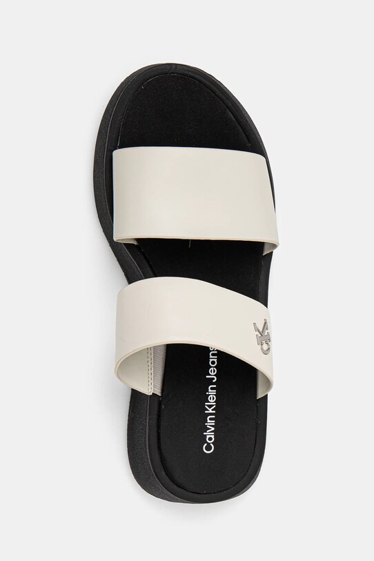 Calvin Klein Jeans klapki SANDAL SLIDE DOUBLE STRAP beżowy YW0YW01694