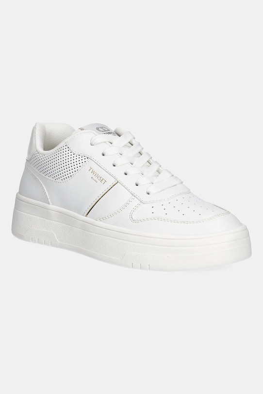 Twinset sneakers pelle fiore bianco 251TCP010.00001