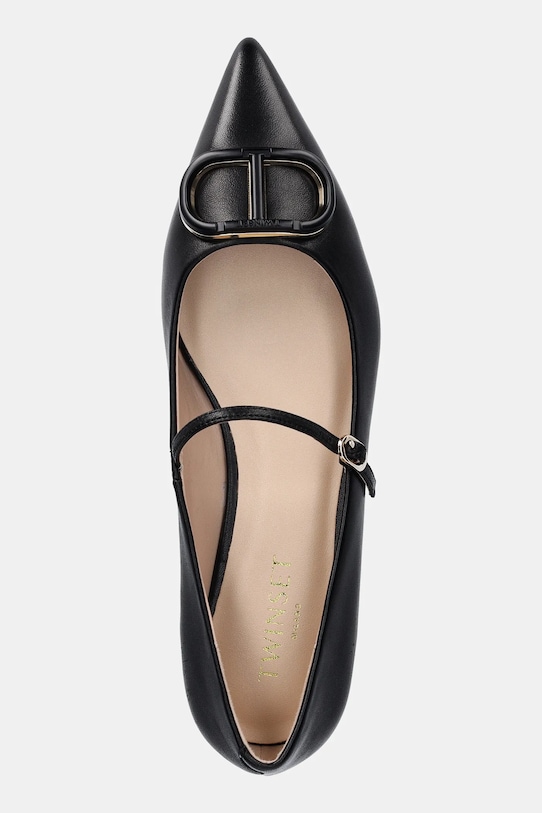 Twinset bőr balerina cipő fekete 251TCP064.00006