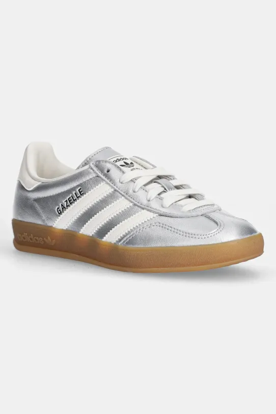 Kožne tenisice adidas Originals Gazelle Indoor imitacija zrnate kože srebrna JR1206