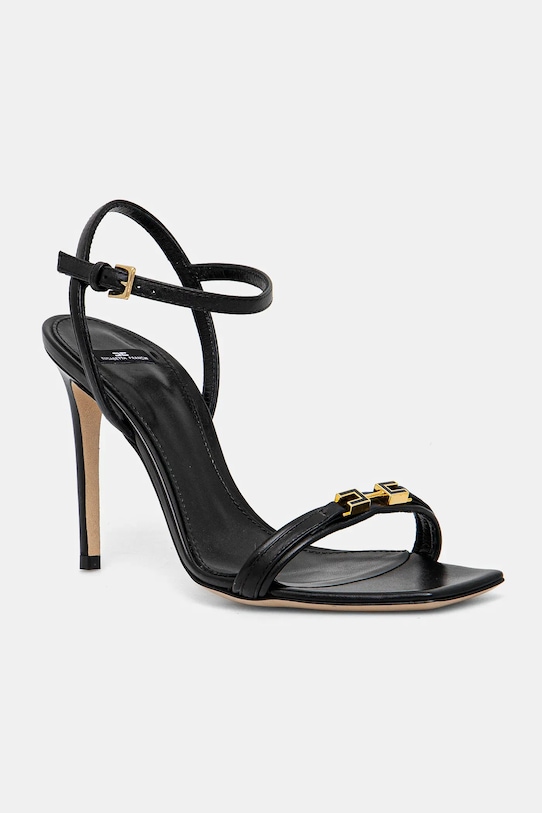 Кожени сандали Elisabetta Franchi гладка кожа черен SA57L51E2.110