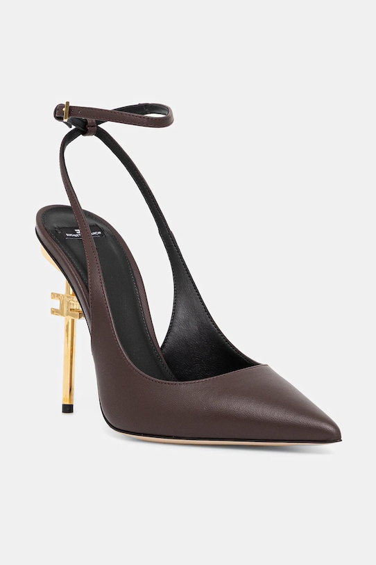 Usnjene visoke pete Elisabetta Franchi Ozka rjava SA26B51E2.644