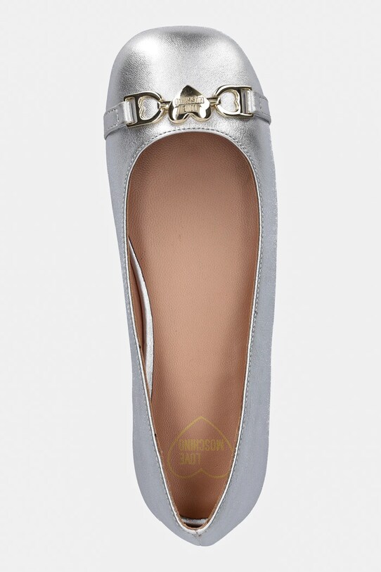 Kožené balerínky Love Moschino strieborná JA11011G1MIF090B