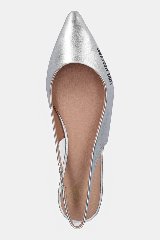 Kožne balerinke Love Moschino srebrna JA11021G1MIF0902