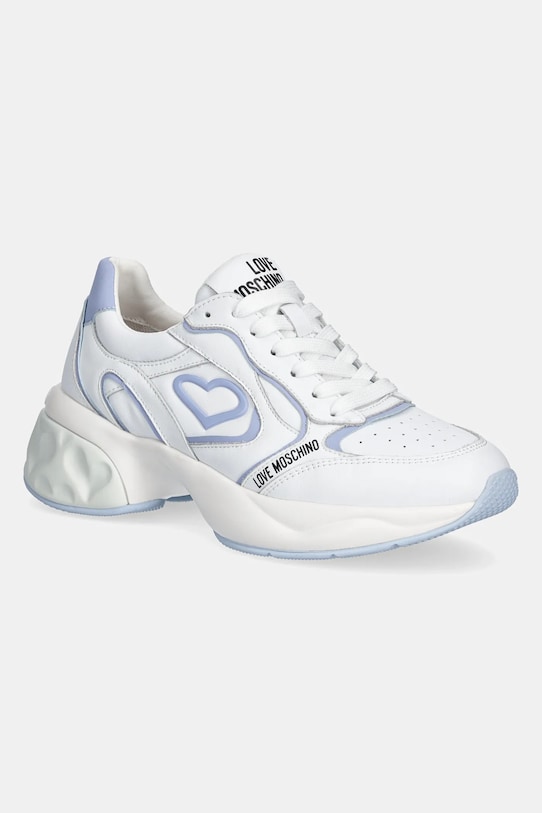 Love Moschino sneakersy skórzane platforma biały JA15296G1MIA110E