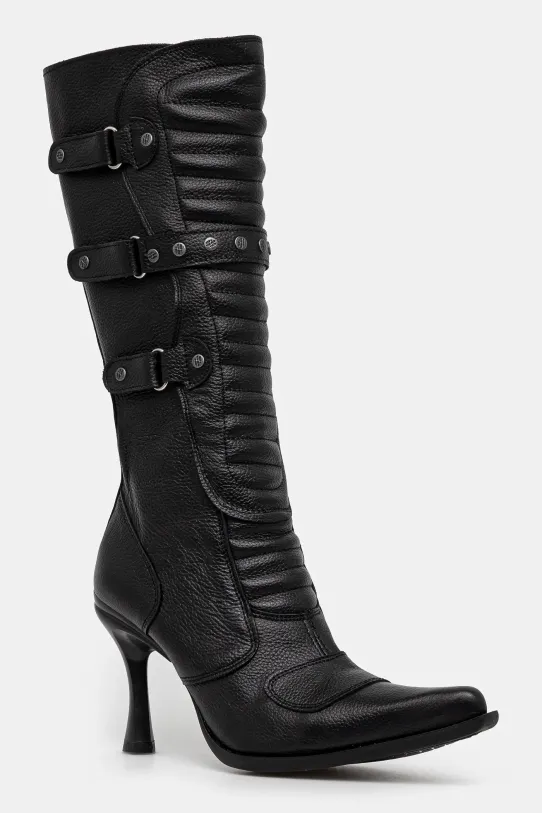 Кожаные сапоги VETEMENTS Biker Boots без утепления чёрный WA66BO110B