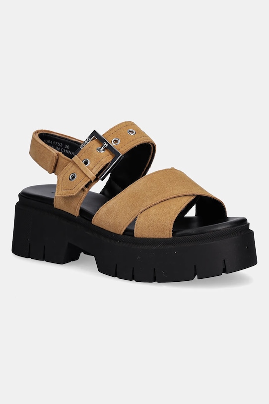 HUGO sandale din piele întoarsă Kris platformă maro 50541753.280