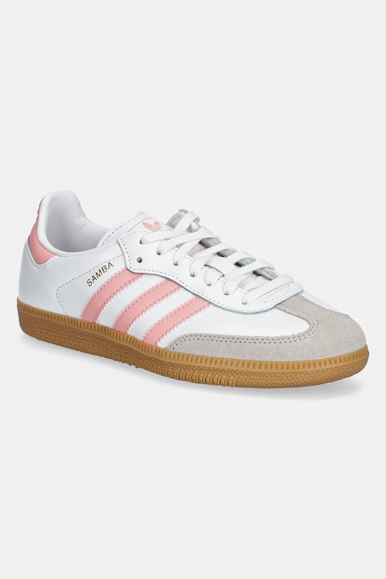 Usnjene superge adidas Originals SAMBA OG Semiš bela JP5480