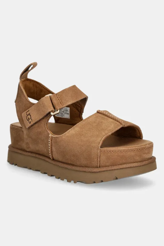 UGG sandale din piele întoarsă Goldenstar Hi platformă maro 1167356.CHE