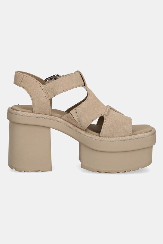 UGG sandale din piele întoarsă New Heights Platfort-Strap 1167478.MDSD bej SS25