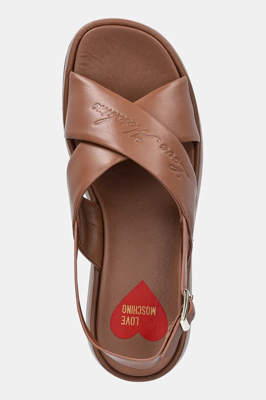 Δερμάτινα σανδάλια Love Moschino καφέ JA16187I0MIA0201