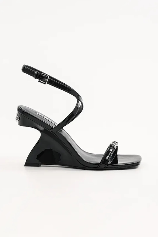 Karl Lagerfeld sandale de piele WAVERLY coturn negru KL34612.1BP