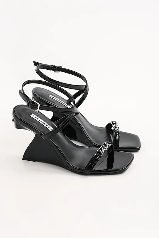 Karl Lagerfeld sandale de piele WAVERLY KL34612.1BP negru SS25