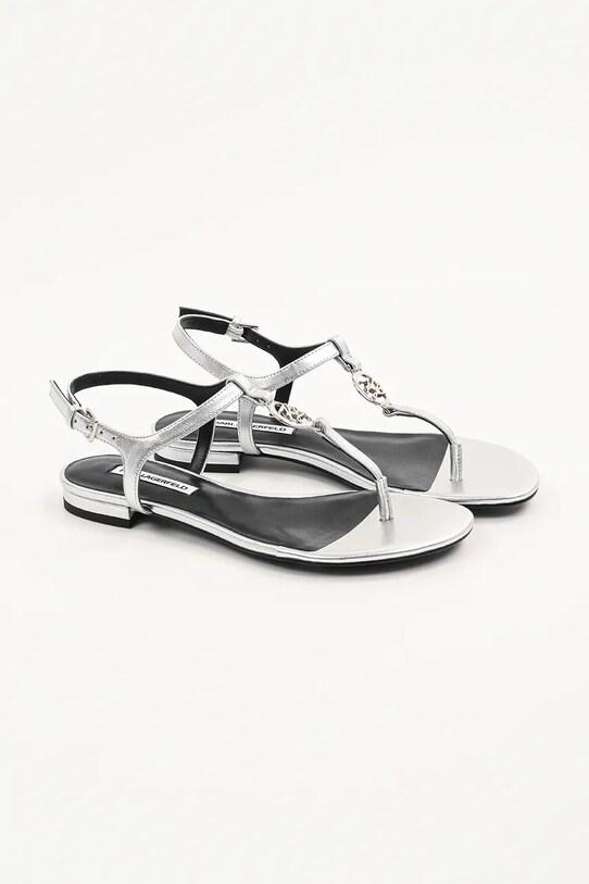 Karl Lagerfeld sandale de piele ALISSO KL82515.0SL argintiu SS25