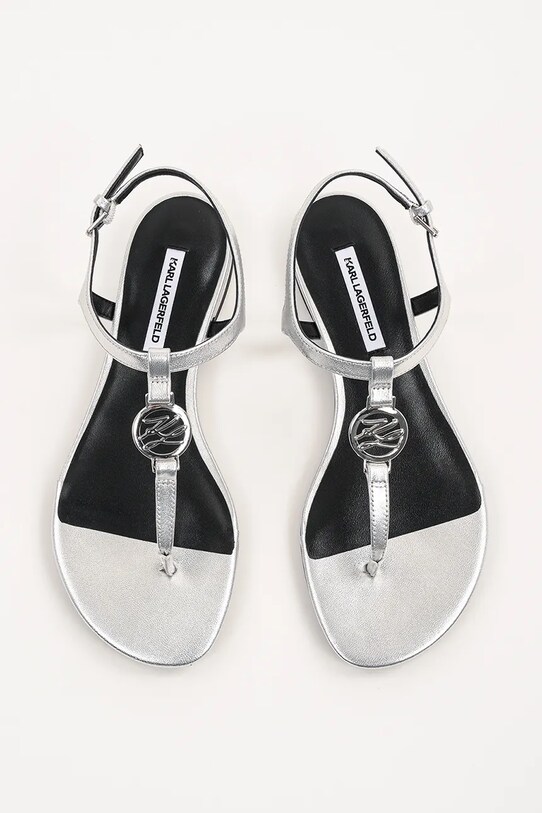 Karl Lagerfeld sandale de piele ALISSO argintiu KL82515.0SL
