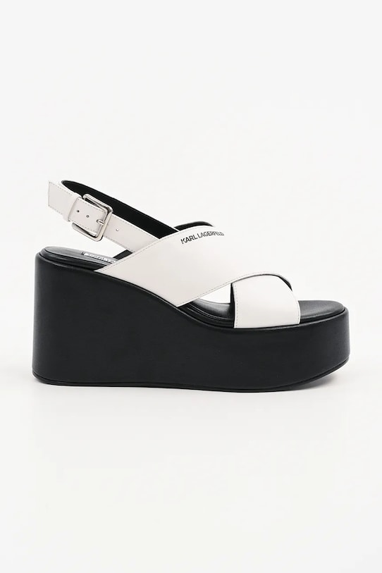 Karl Lagerfeld pantofi cu toc WENDY piele alb KL33325.010
