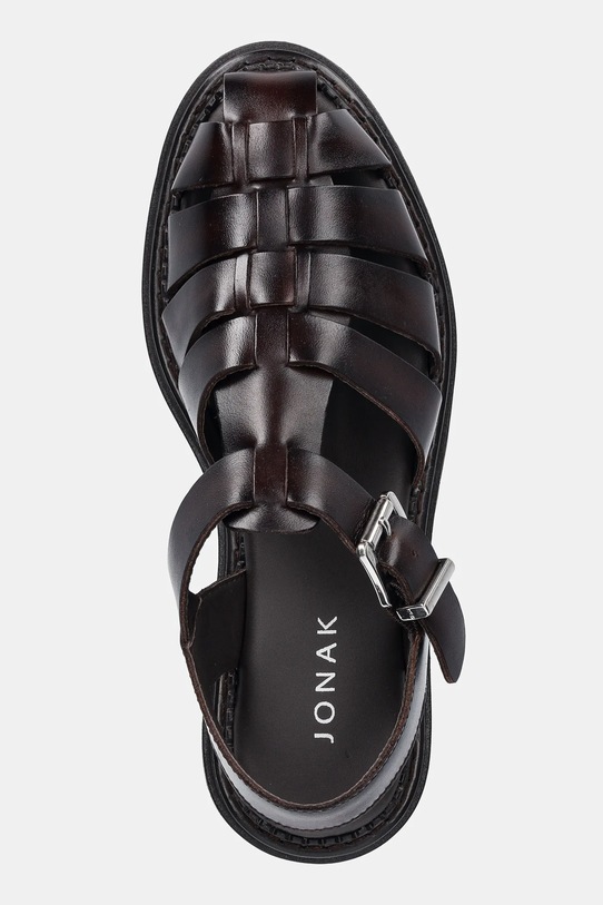 Jonak sandale de piele ABRAHAM burgundia 3600019