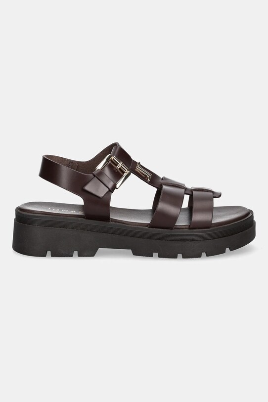 Jonak sandale de piele LONDRES 3600024 burgundia SS25