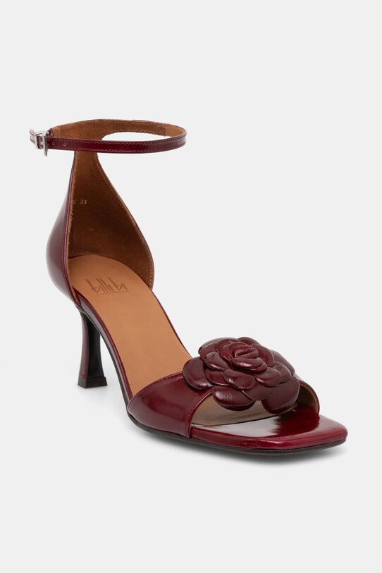 Billi Bi sandały skórzane szpilka bordowy A8172.Rubino