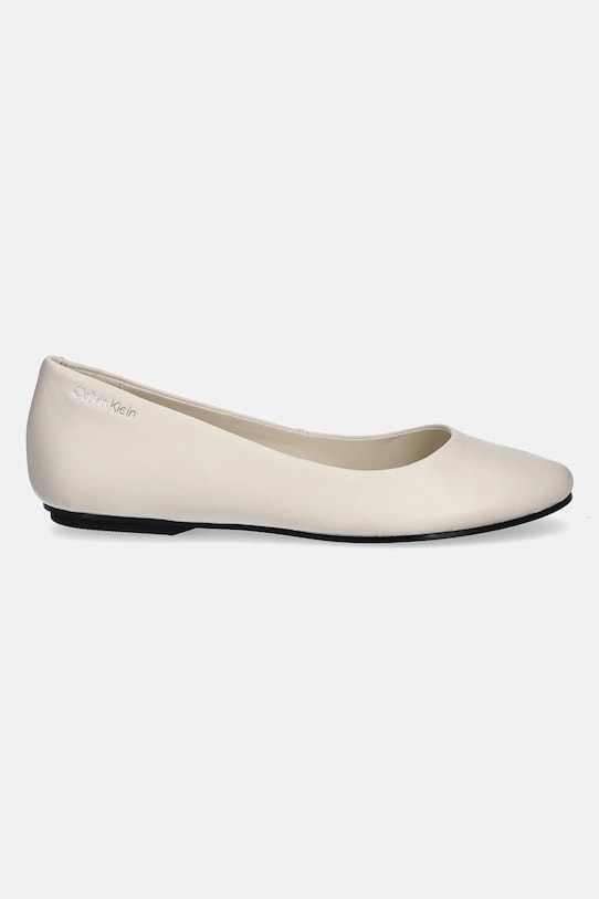 Calvin Klein baleriny skórzane FLAT MARY JANE - LTH HW0HW02341 beżowy SS25