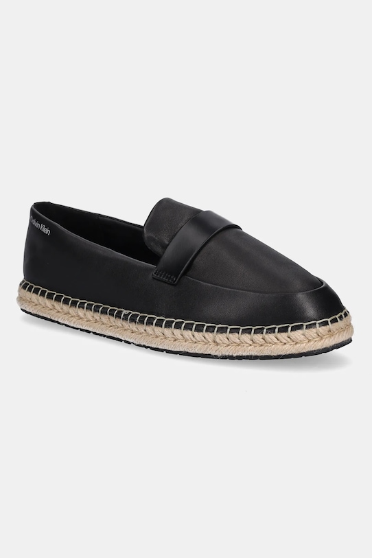 Calvin Klein espadrile de piele ESPADRILLE W/CK HW - LTH piele negru HW0HW02390