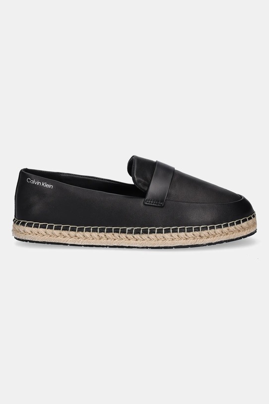 Kožené espadrilky Calvin Klein ESPADRILLE W/CK HW - LTH HW0HW02390 čierna SS25