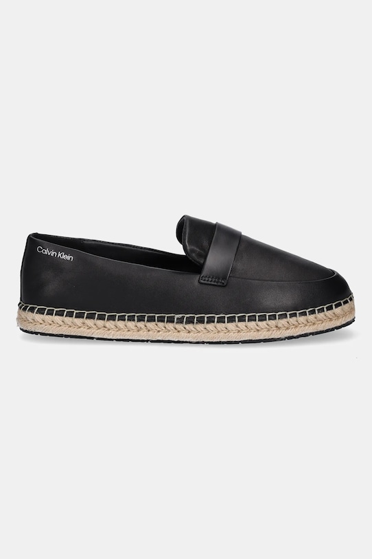 Calvin Klein espadrile de piele ESPADRILLE W/CK HW - LTH HW0HW02390 negru SS25