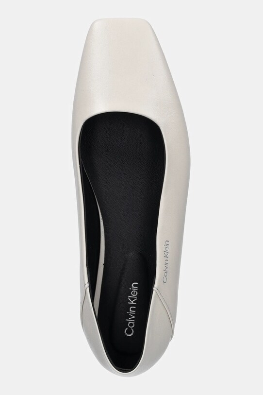 Kožené balerínky Calvin Klein FLAT BALLERINA - LTH béžová HW0HW02463