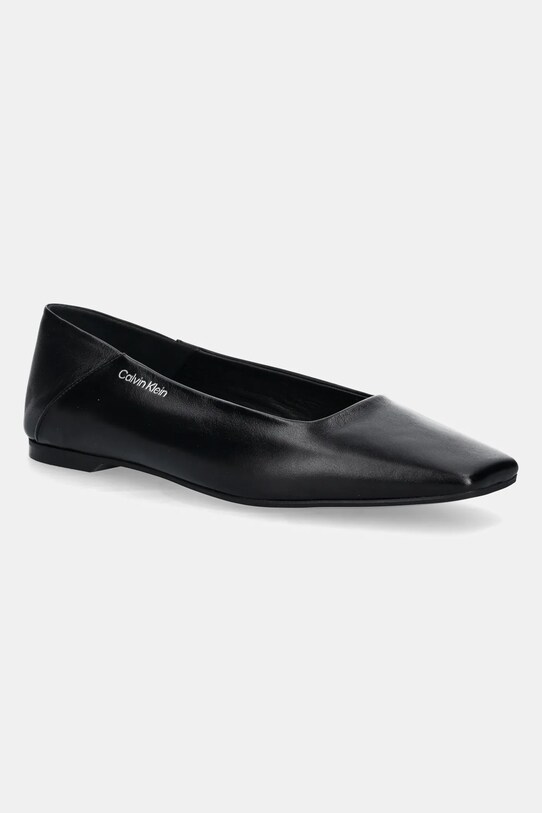 Kožené balerínky Calvin Klein FLAT BALLERINA - LTH čierna HW0HW02463