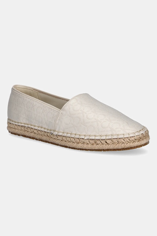 Calvin Klein espadrilles FLAT ESPADRILLE - JACQ textil bézs HW0HW02467