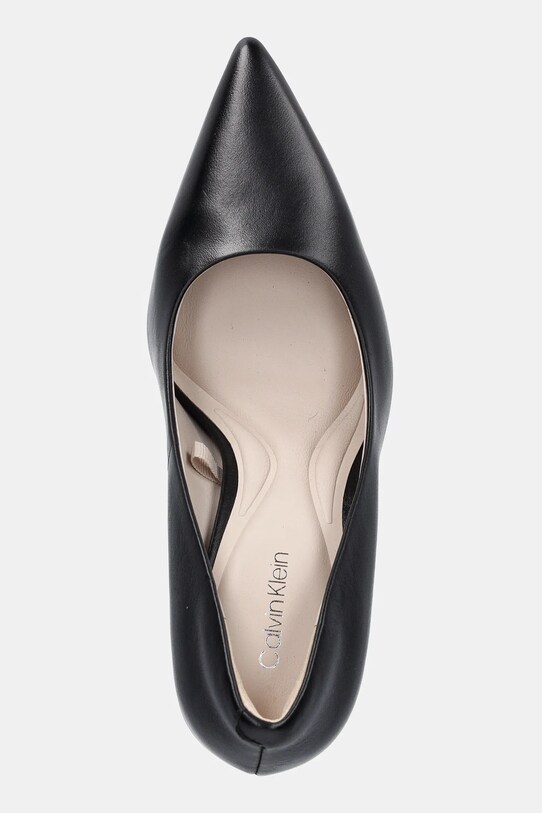Calvin Klein szpilki skórzane HEEL PUMP 90 - LTH czarny HW0HW02336