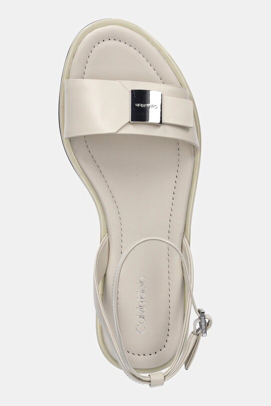 Шкіряні сандалі Calvin Klein FLAT SANDAL W/CK HW - LTH бежевий HW0HW02367