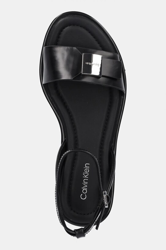 Calvin Klein sandały skórzane FLAT SANDAL W/CK HW - LTH czarny HW0HW02367