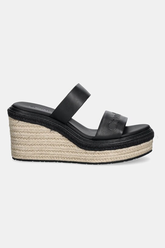 Calvin Klein slapi de piele WEDGE SANDAL 50 - HE HW0HW02375 negru SS25