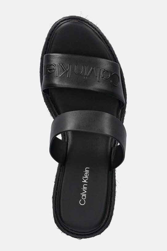 Calvin Klein slapi de piele WEDGE SANDAL 50 - HE negru HW0HW02375
