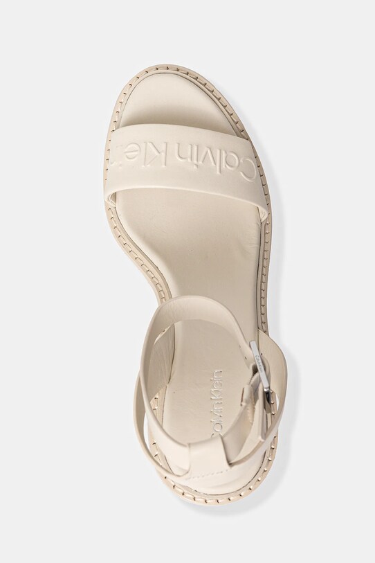 Kožené sandály Calvin Klein WEDGE SANDAL 70 - HE béžová HW0HW02376