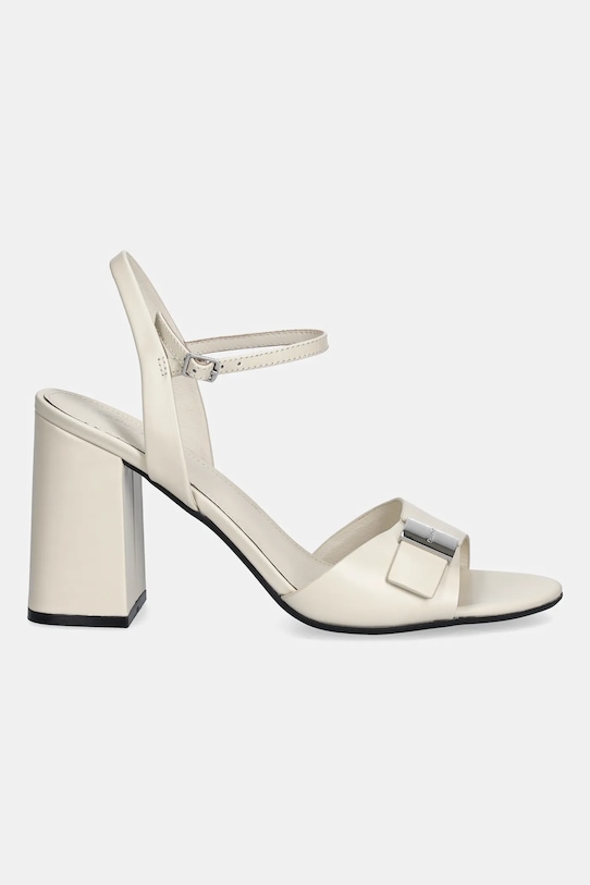 Calvin Klein sandały nubukowe HEEL SANDAL 85 W/CK HW - LTH HW0HW02485 beżowy SS25