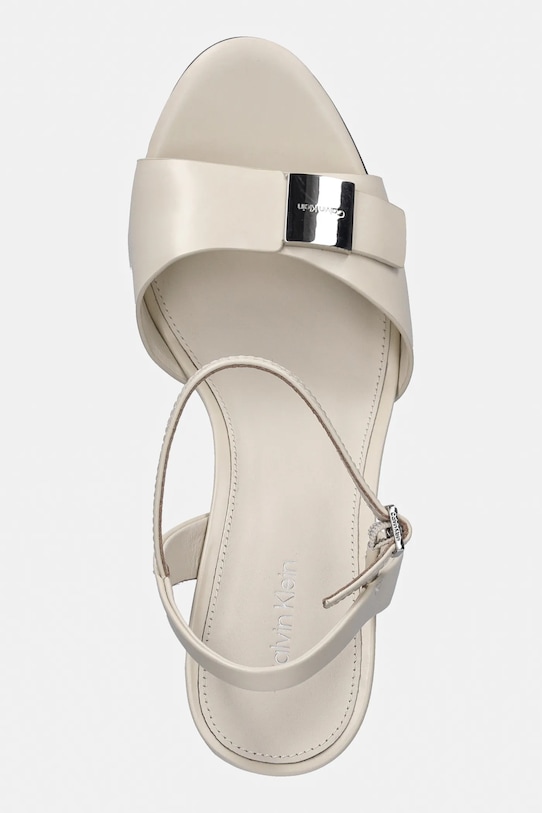 Calvin Klein sandały nubukowe HEEL SANDAL 85 W/CK HW - LTH beżowy HW0HW02485
