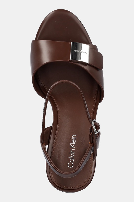 Calvin Klein sandale din nubuc HEEL SANDAL 85 W/CK HW - LTH maro HW0HW02485