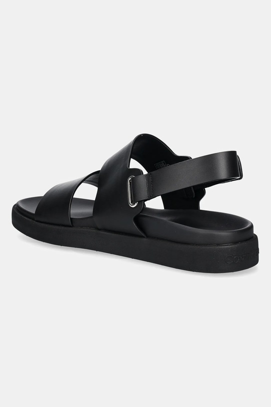 Cipők Calvin Klein bőr szandál FLAT ADJ SANDAL EYELET HW0HW02488 fekete