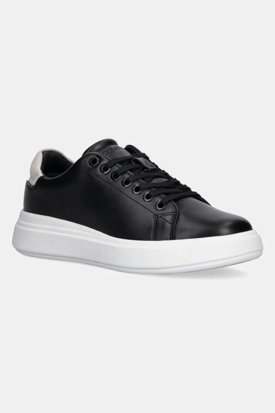 Kožené sneakers boty Calvin Klein CUPSOLE LACE UP - SUEDE BT platforma černá HW0HW02404