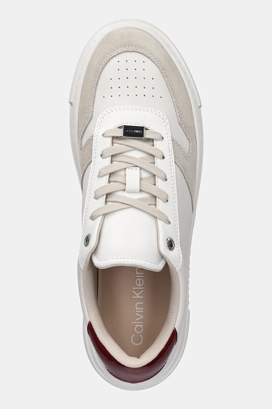 Calvin Klein sneakersy skórzane FF CUPSOLE LACE UP - LTH MIX biały HW0HW02409