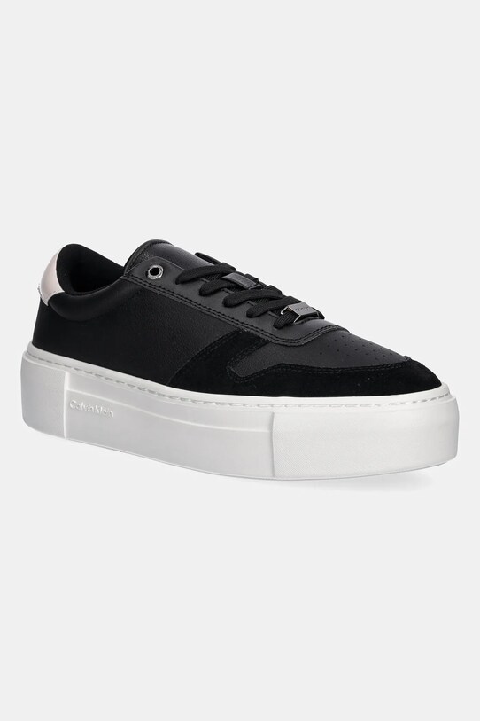 Кожаные кроссовки Calvin Klein FF CUPSOLE LACE UP - LTH MIX замш чёрный HW0HW02409