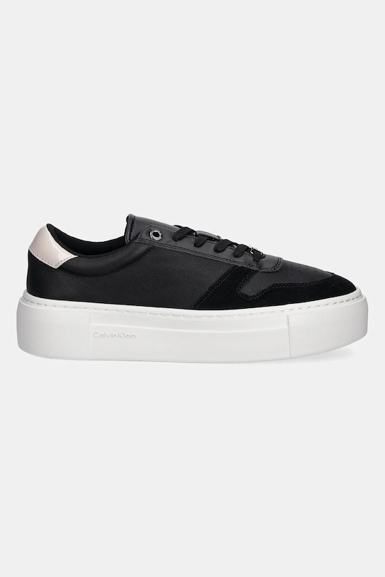 Calvin Klein sneakersy skórzane FF CUPSOLE LACE UP - LTH MIX HW0HW02409 czarny SS25