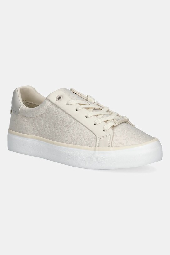Маратонки Calvin Klein VULC LACE UP - JACQ изкуствена кожа бежов HW0HW02412
